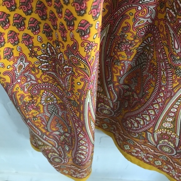 Boho dress/cover up Embroidered Indie Sari Ocre Marigold Yellow Size S/M - Picture 6 of 12